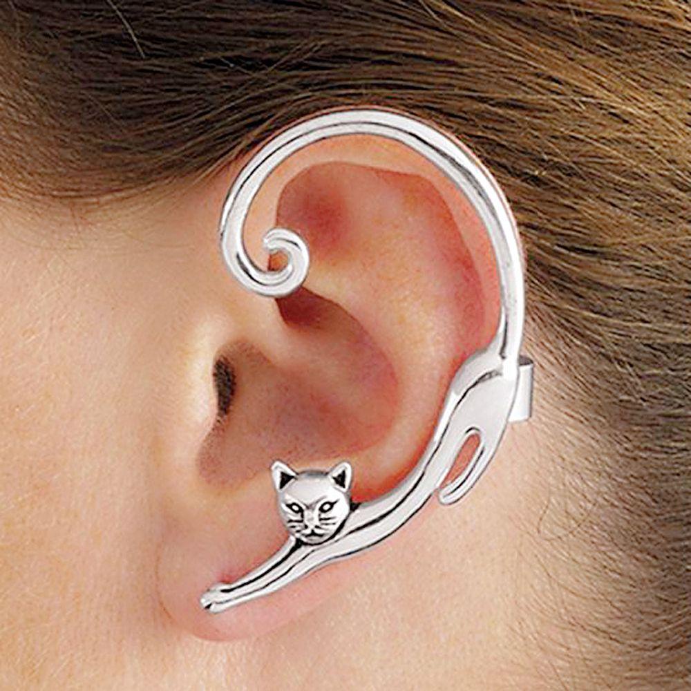 Lily Ear Cuff Klip Alloy Aksesoris Perhiasan Ear Stud Kartun Kucing Stud Earrings