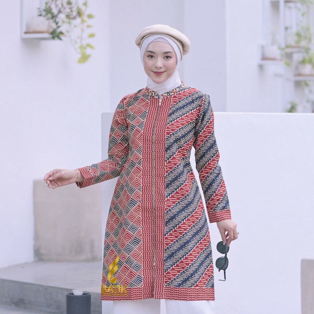 CANDRAMAYA by Batik Prabuseno- tunik muslimah lengan panjang baju kerja formal model modern trendi