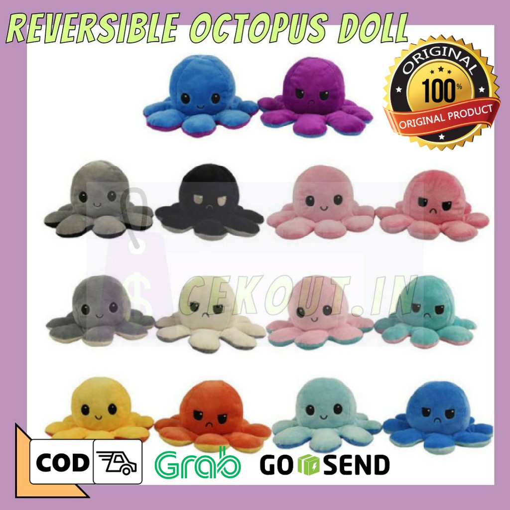Soft Cute Toys Reversible Bipolar Octopus Doll Toy Mood Switcher boneka cumi/Boneka tiktok cumi