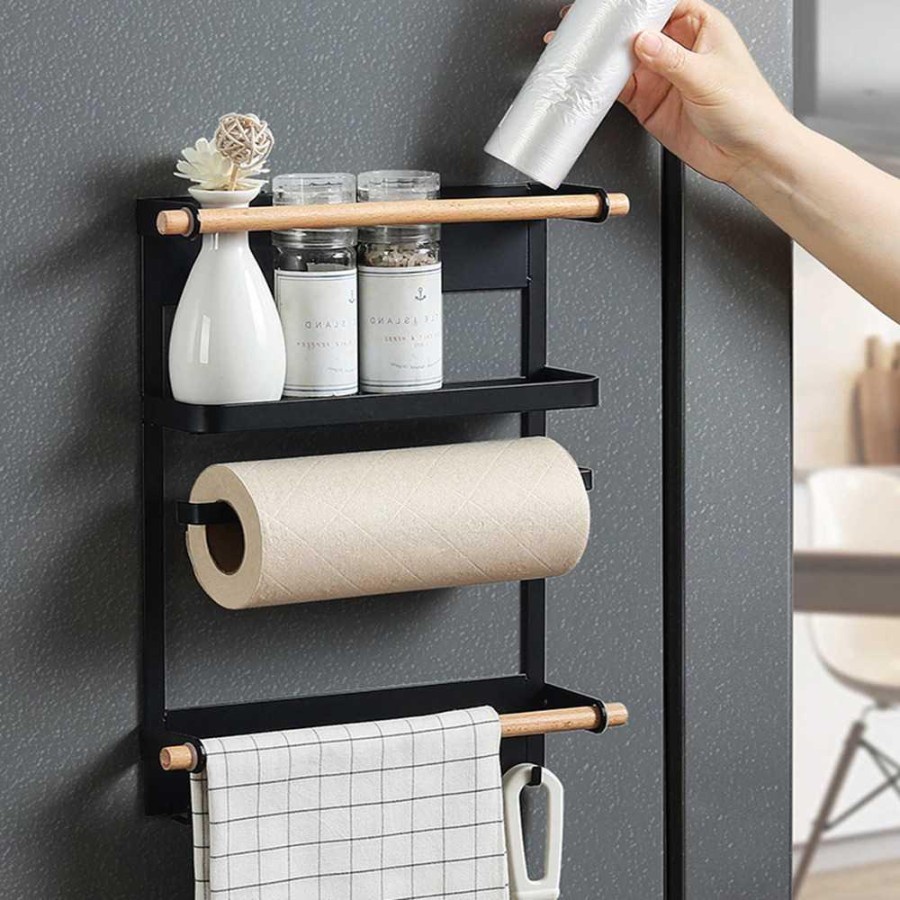 Rak Organizer Dapur Kulkas Spice Magnetic Metal Rack - G58 - Black