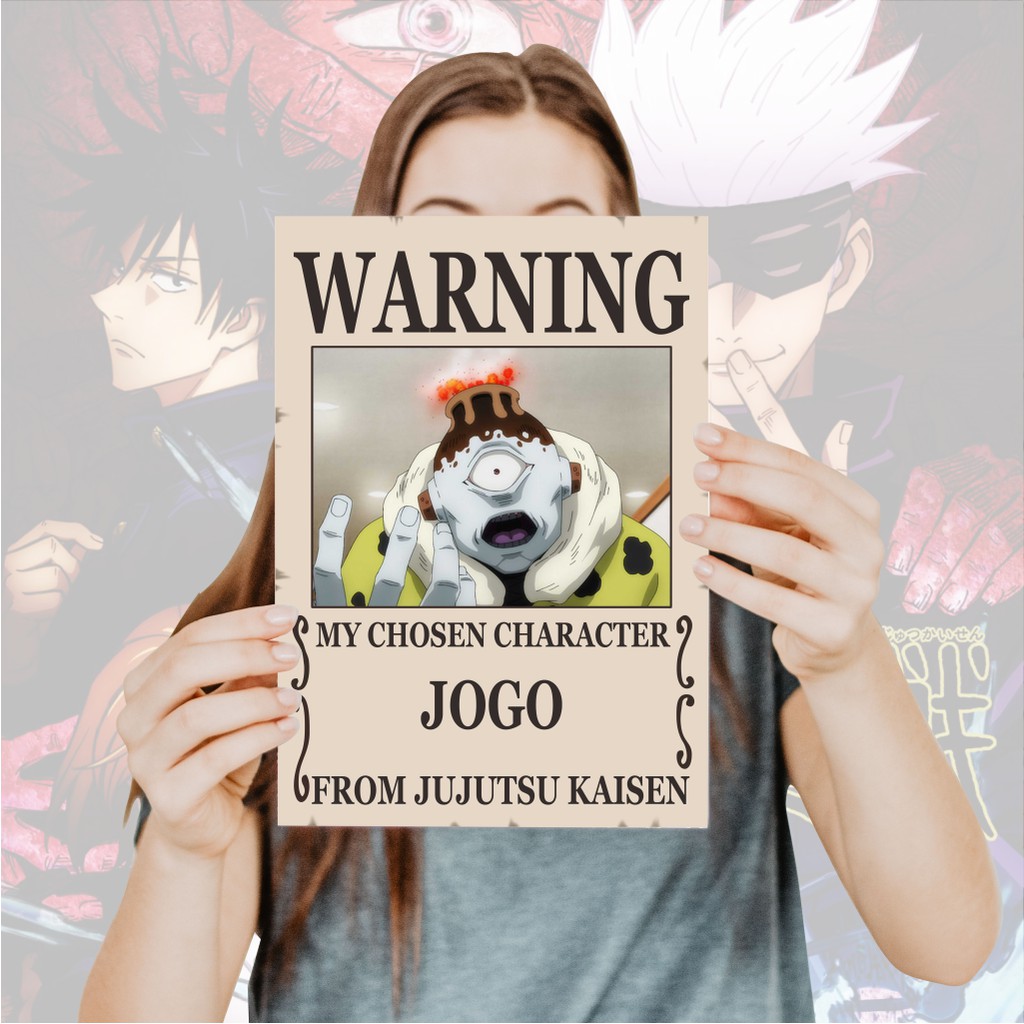 Poster Jujutsu Kaisen Warning Anime Itadori Yuji Fushiguro Megumi Gojo Satoru Sukuna- Size A4+-11 Jogo