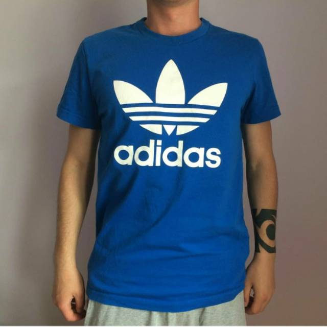 Tshirt baju kaos adidas biru futsal bola football casuals
