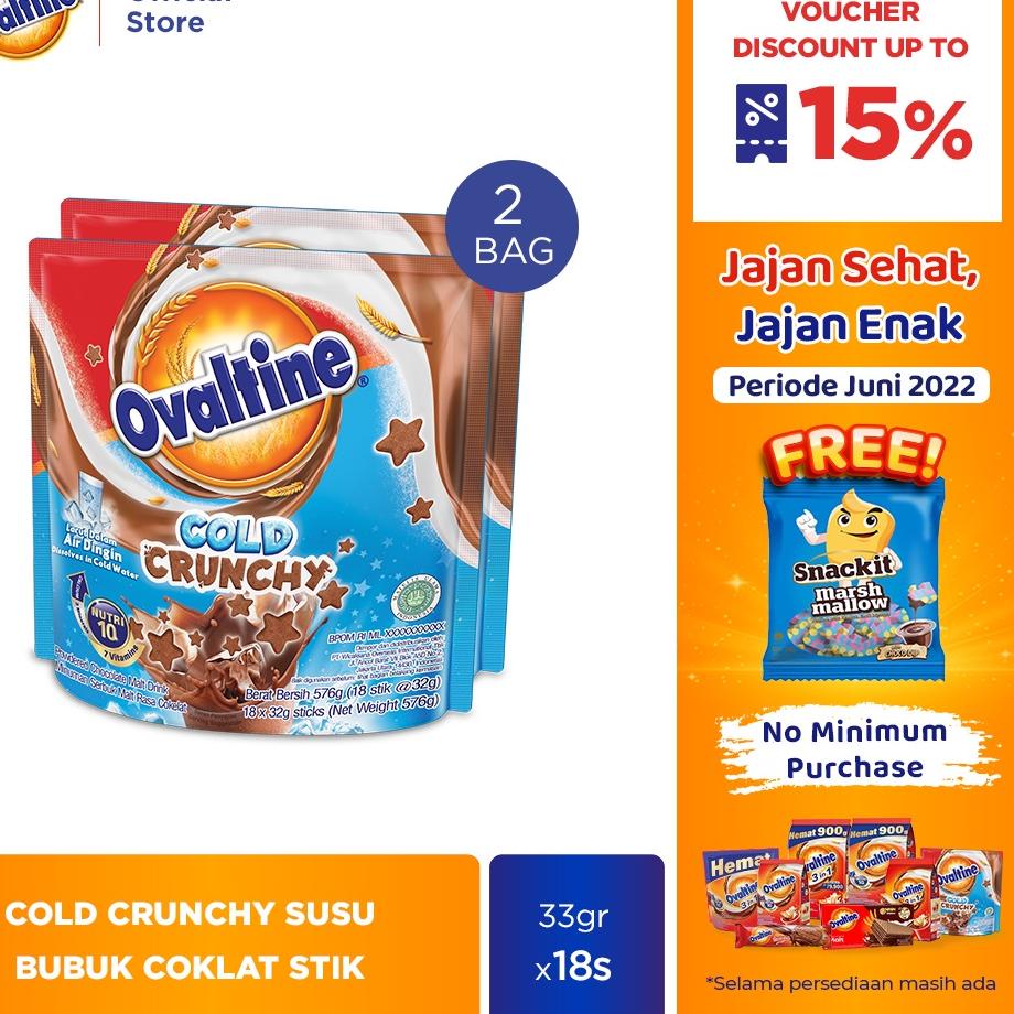 

New - Ovaltine Cold Crunchy Susu Bubuk Coklat Stik 32gx18s x 2 Bag
