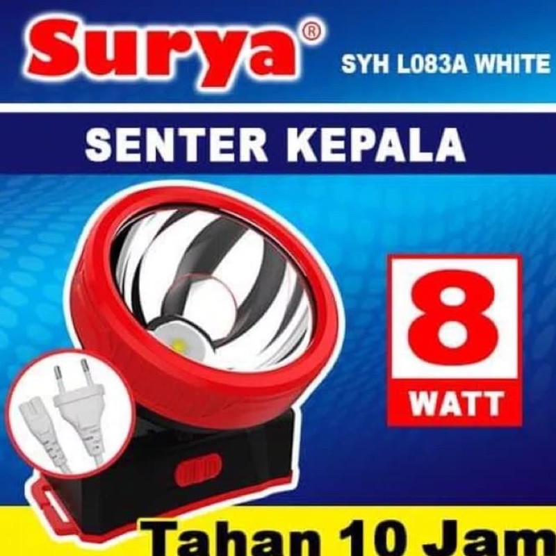 SURYA SENTER KEPALA SYH L083A (8WATT) / SENTER KEPALA SELAM / LAMPU DARURAT - ORIGINAL