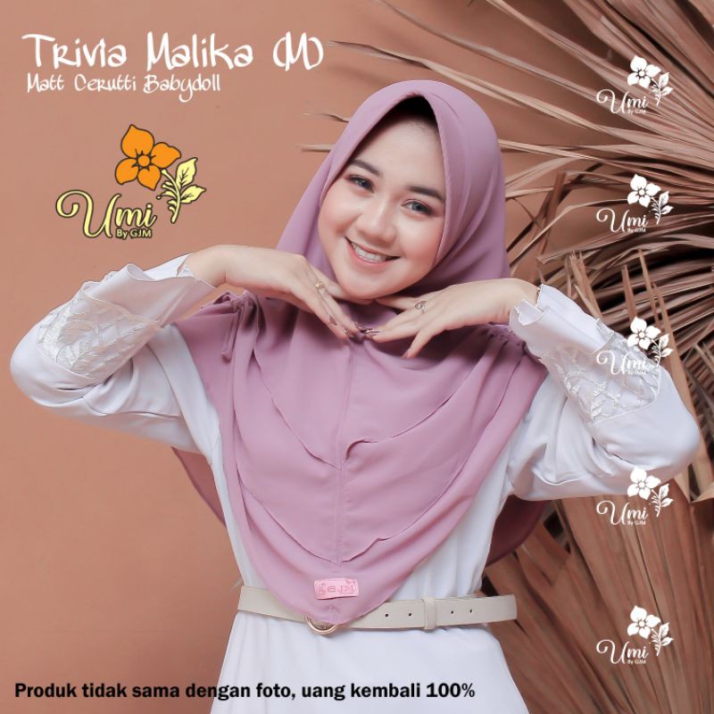 Jilbab Instan Cerutti Babydoll Trivia Malika || Jilbab Tiga Layer Cerutti Original GJM