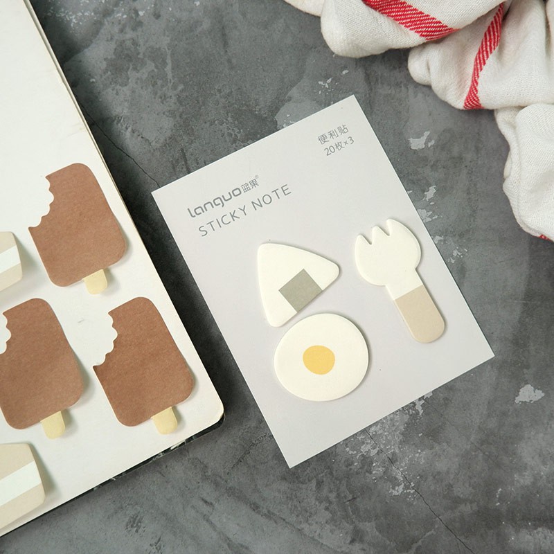 STICKY NOTE LUCU CATATAN PESAN TEMPEL UNIK / ISI 3 MOTIF BERBEDA / Mini Snack Time Sticky Notes Set-5