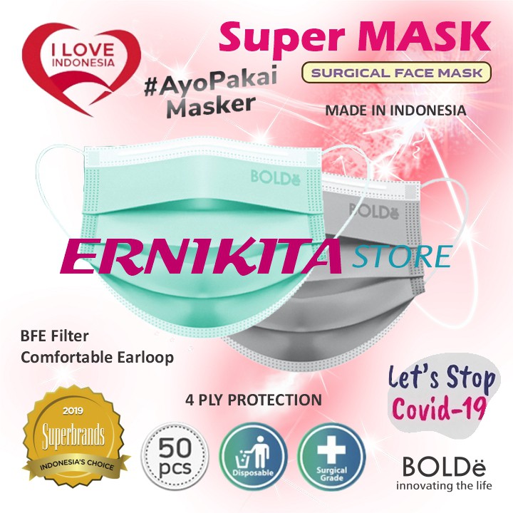 BOLDe Masker Medis 4 ply izin  Depkes - Super Mask Surgical Mask