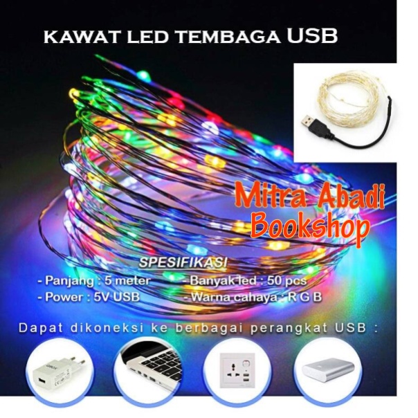 Lampu Natal LED USB Kawat Tembaga 5 Meter DC 5V