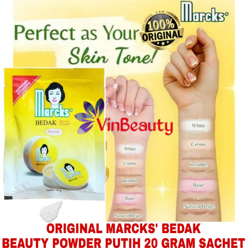 ORIGINAL BEDAK MARCKS BEAUTY POWDER PUTIH 20 GRAM / BEDAK TABUR REFIL 20 G