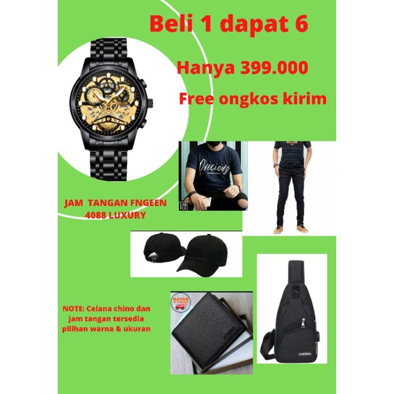 Jam Tangan Fngeen 4088 Luxury beli 1 dapat 6 pcs
