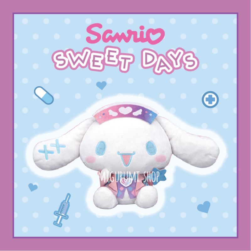 Sanrio - Cinnamoroll Sweet NEW ORI IMPOR JEPANG 26cm Boneka Kostum Jas Dokter Maid Nurse Suster Main