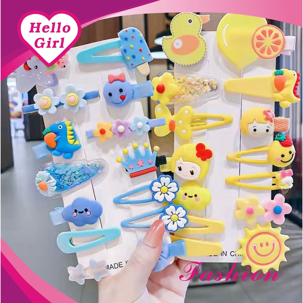 （Hallo Girl) F70  Set Jepit Rambut Karakter Klip Jepitan Anak Gaya Korea Fashion Hair Clip