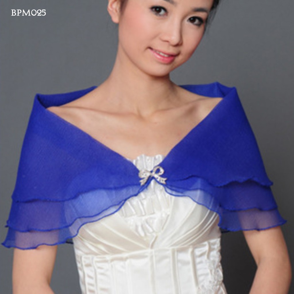 Lenka Aksesoris Pernikahan Wanita Bolero Cardigan Pesta Biru BPM025