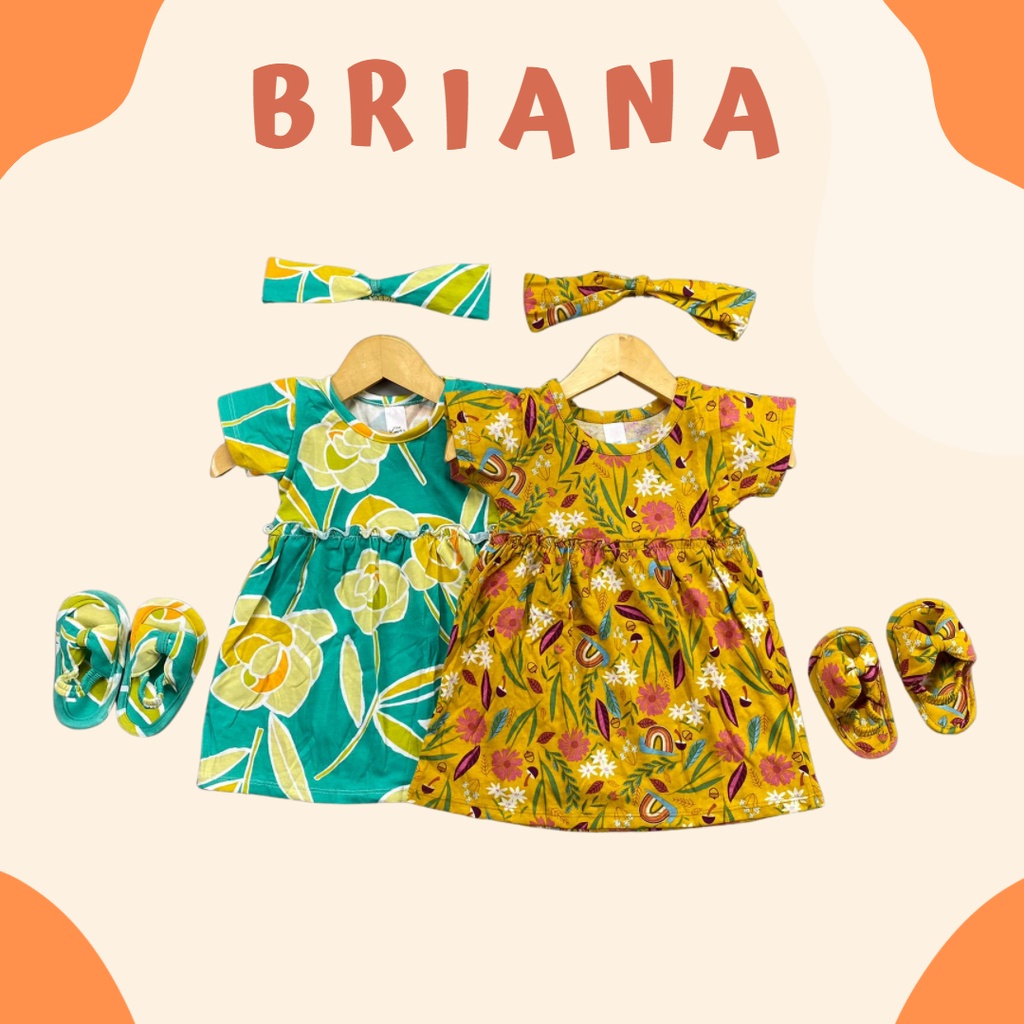 3-15BLN DRESS BAYI BRIANA + Headband dan Sendal by Little Koda 3IN1 SET Versi 1 (SNI)