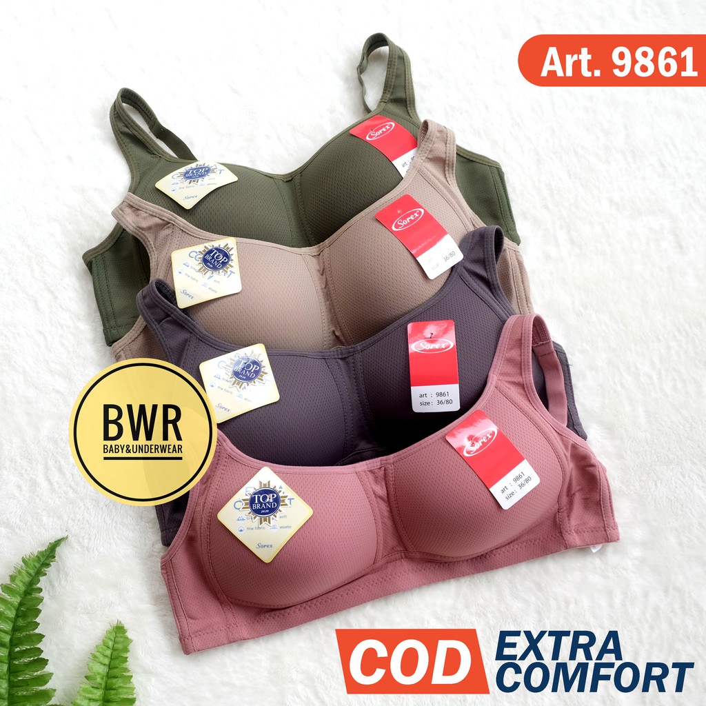 BH Sorex 9861 Busa / Bra Wanita Tanpa Kawat Kait Kancing 3 Extra Comfort | Bwr