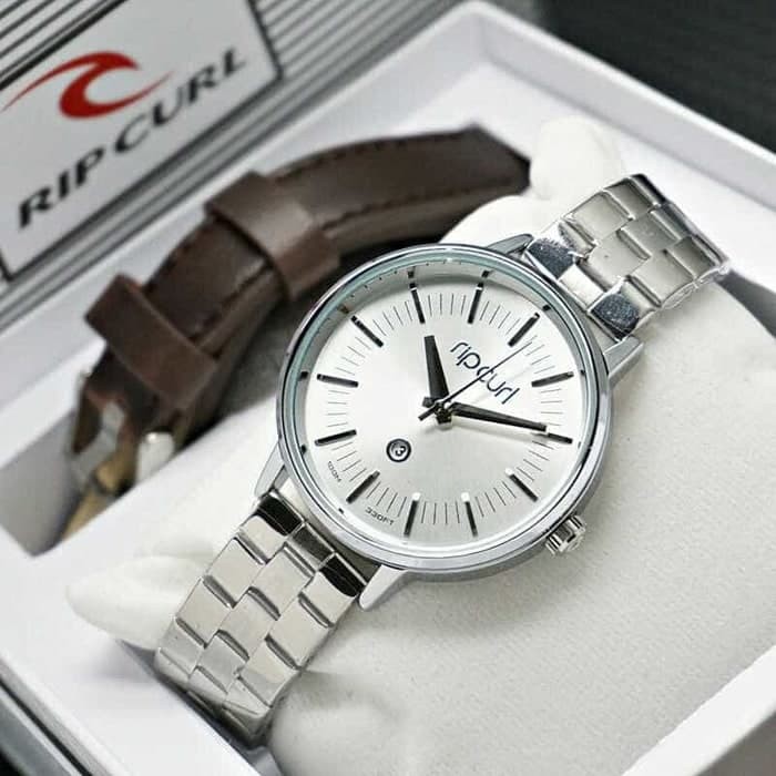 Promo Grosir Jam Tangan Wanita Cewek Ripcurl Set Rantai Silver Termurah