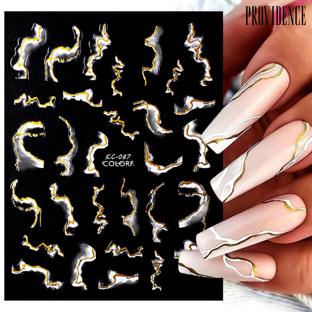 Providence 1 Lembar Stiker Kuku Ultra Tipis Motif Marmer Abstrak Untuk Manicure / Nail Art