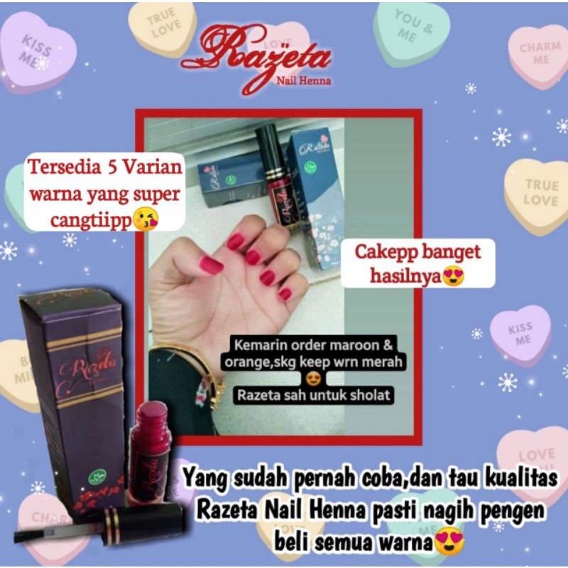 (MASTER STOKIS) PROMO RAZETA NAIL HENNA- HALAL - AWET 3 bulan - No luntur luntur