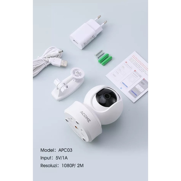 ACOME Bardi PTZ Horizontal View 355° &amp; Vertikal View 110 Resolusi 1440P/4MP BARDI Smart Indoor PTZ IP Camera CCTV Wifi IoT APC03 Home Automation CCTV RUMAH CCTV Smart