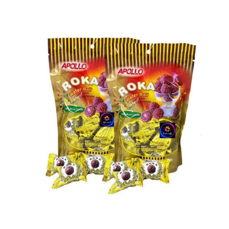 

APOLLO ROKA WAFER BALL 15pcs/Covered With Nutty Chocolate/Import