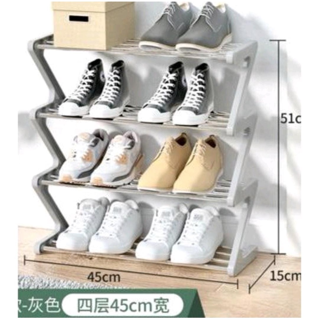 SHENAR - RAK SEPATU ZIGZAG - RAK SANDAL 4 SUSUN - RAK SEPATU SERBAGUNA - Z SHAPE SHOE RACK