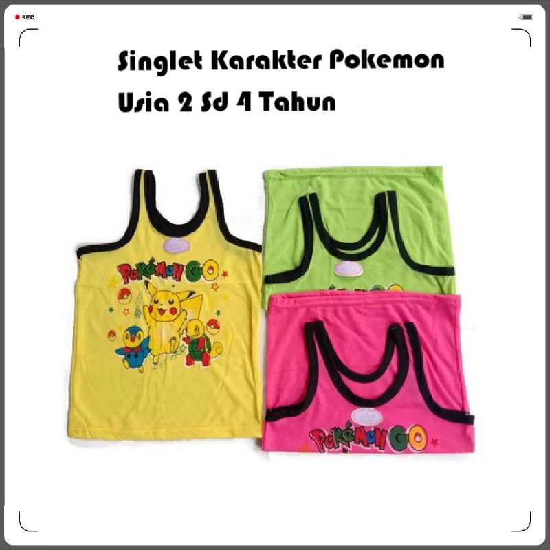 Singlet Karakter Pokemon Usia 2 sd 4 Tahun