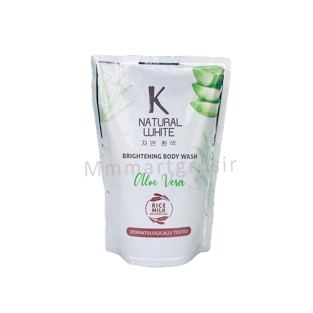 K Natural White/Brightening Body wash/Sabun cair/Aloe Vera/ Rice Milk / 450ml