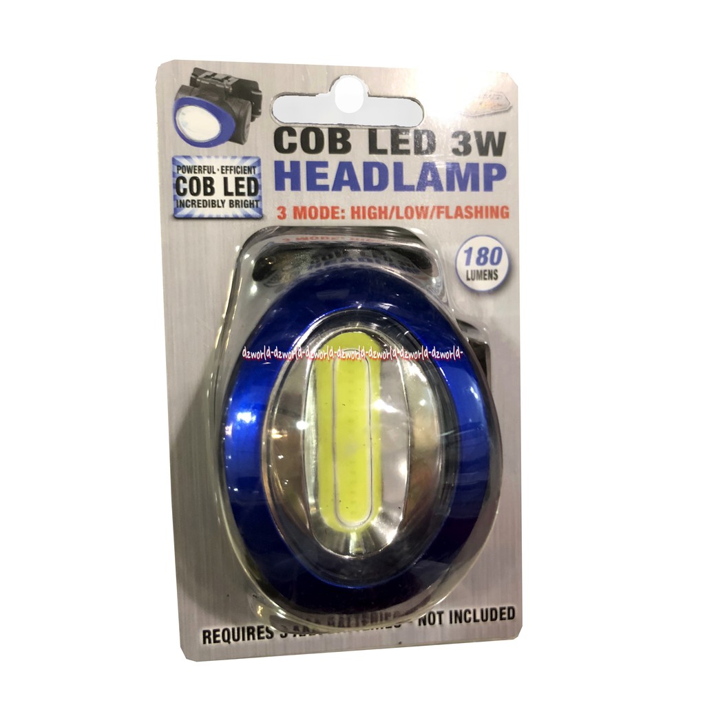 Cob LED 3W Headlamp Lampu Senter Kepala Biru