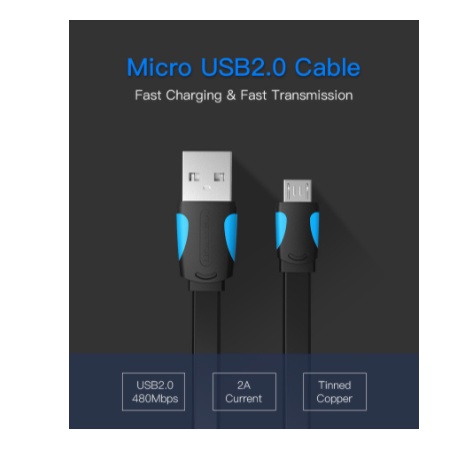 Vention A08 Kabel Data Charger Micro USB Flat Android Stick PS3 Serba Guna