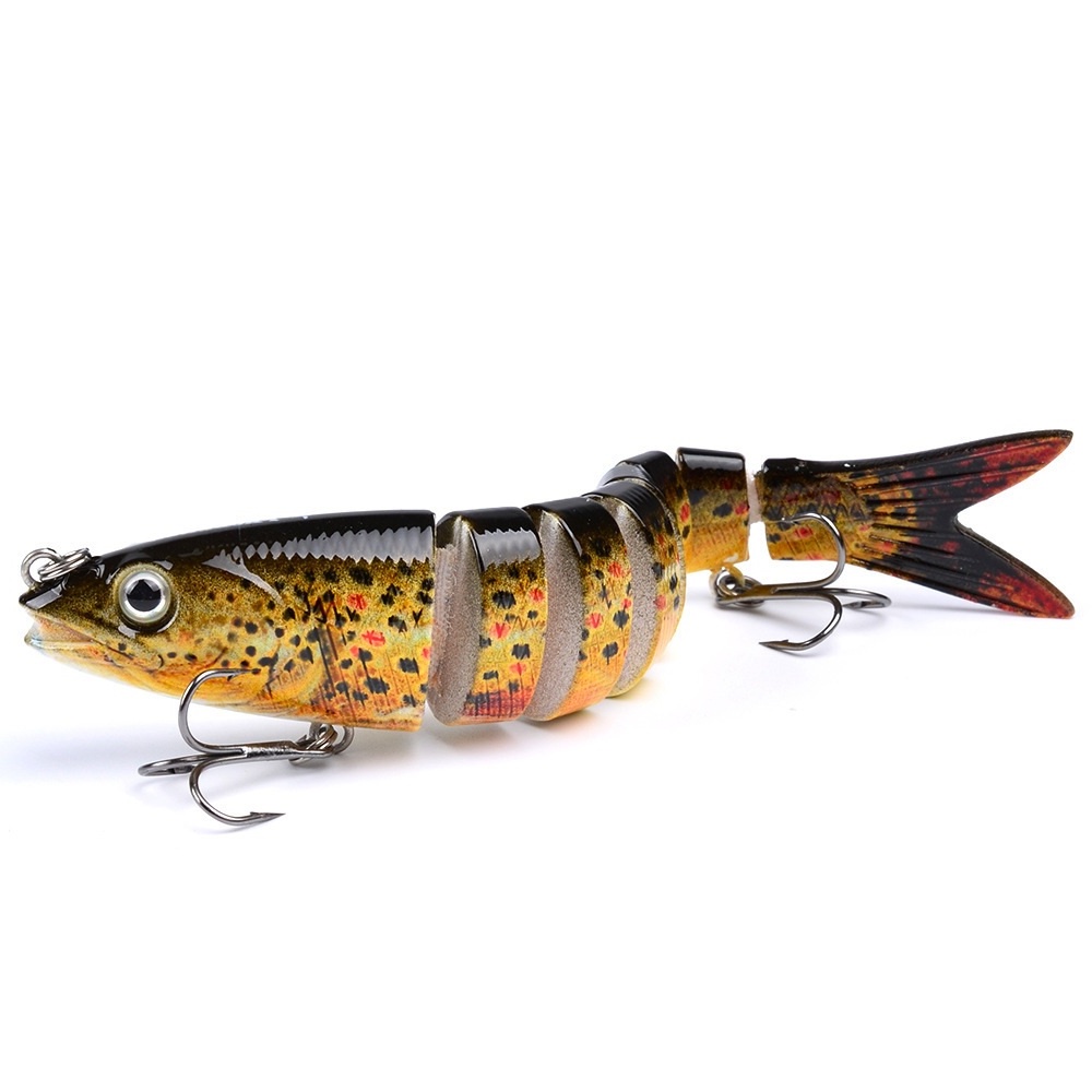 1Pc Umpan Pancing Fishing Lure Swimbait Minnow Crankbait Hard Bait Bentuk Ikan 8 Bagian Panjang 13cm Berat 19g