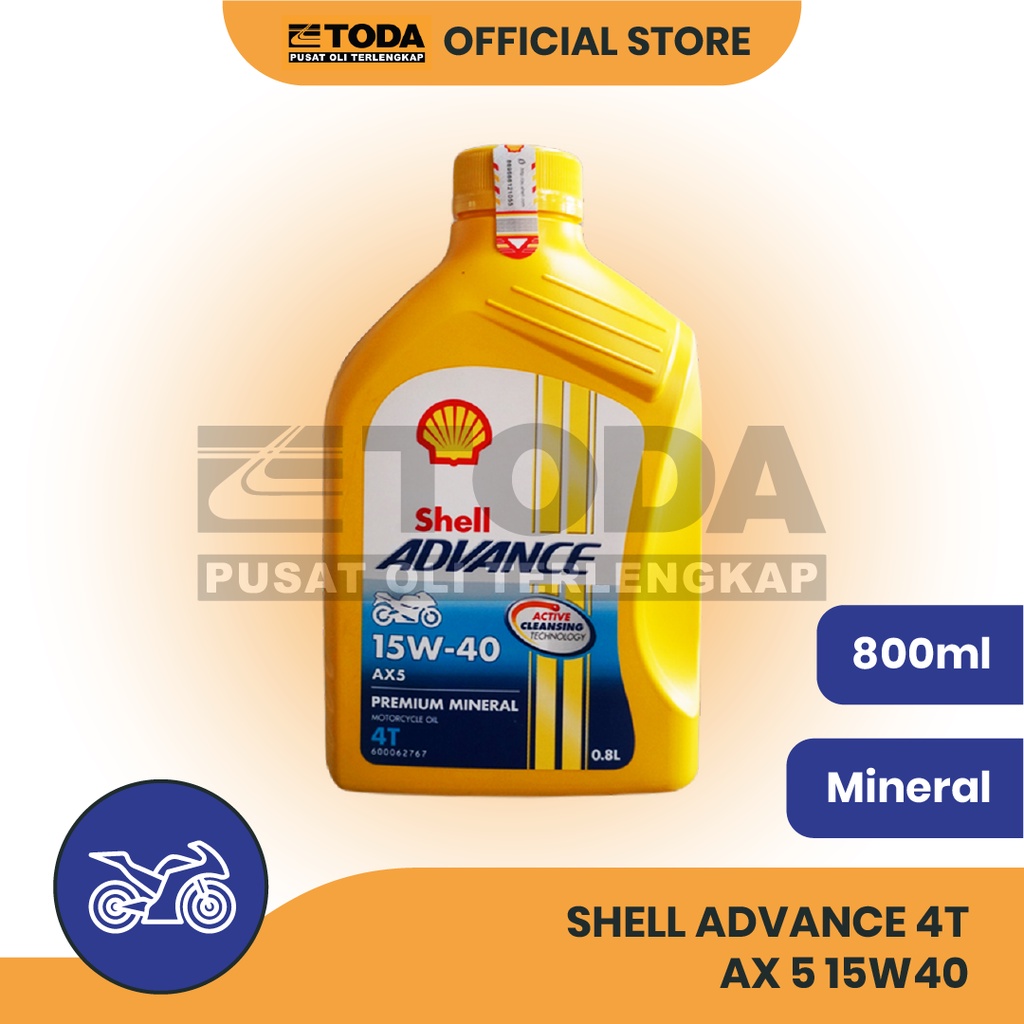 OLI MOTOR SHELL ADVANCE 4T AX 5 15W40 800ml ORIGINAL  - OLI MESIN MOTOR 4 TAK