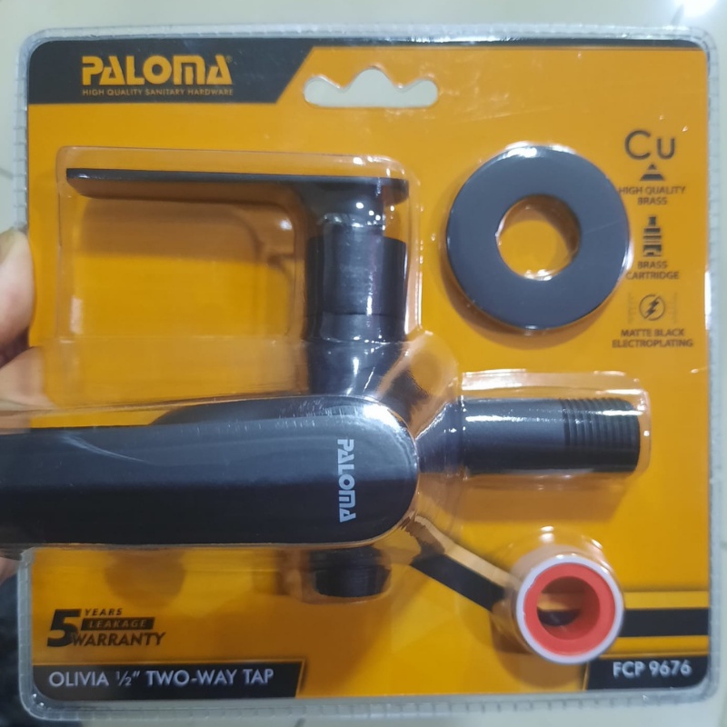 PALOMA FCP 9676 Keran Cabang Shower Bak Mandi Double Tembok Kran Air HITAM BLACK MATTE