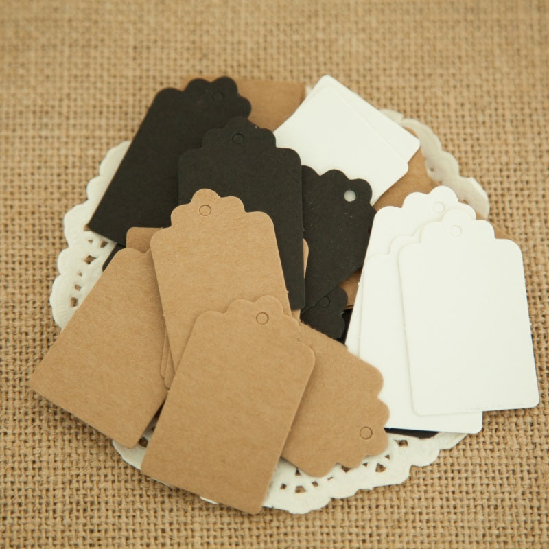 100pcs/lot Blank Kraft Paper Hanging Tag DIY Gift Card Name Note Label 5*3cm