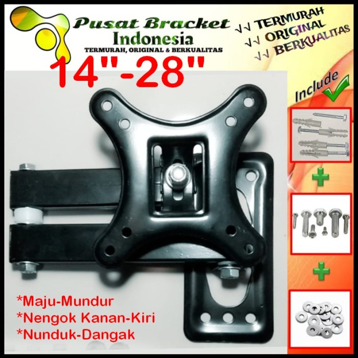 Bracket Tv 24 Monitor Lengan 14&quot; s/d 28&quot; 6 arah Fleksible PBI.SWK1-009