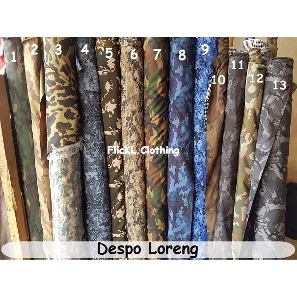 Bahan Kain Despo Loreng Camo Parasit Parasut Loreng Tidak Anti Air