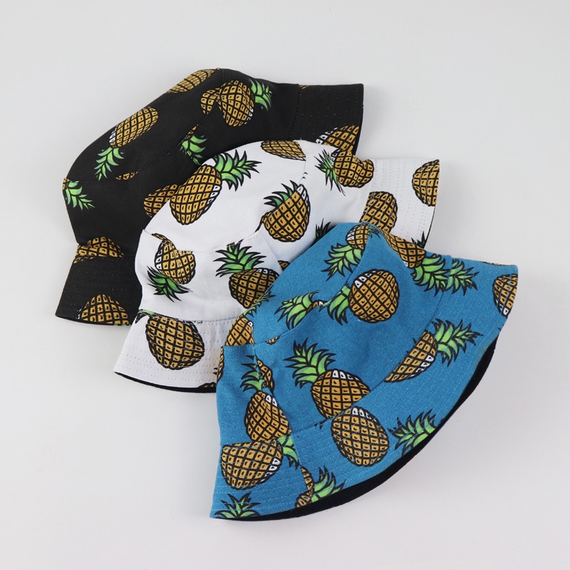 Topi Nelayan Motif Print Buah Pisang Nanas Untuk Musim Panas