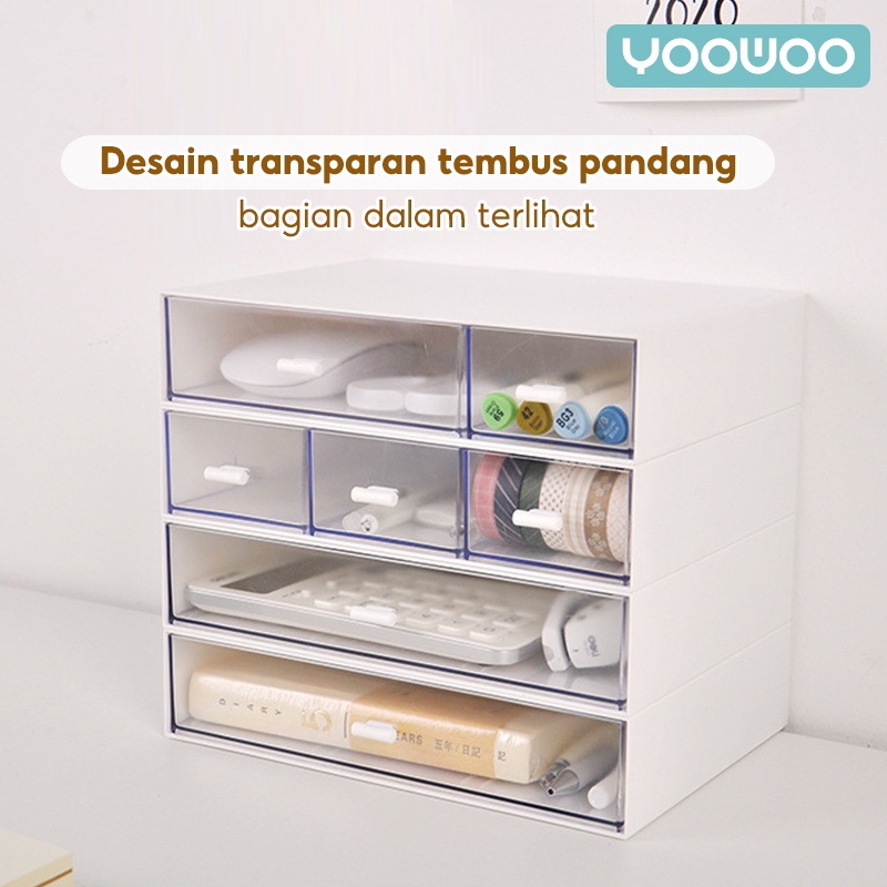 Jual Yoowoo Penyimpanan Kosmetik Tipe Laci Kotak Pengorganisasian Alat Tulis Meja Kantor