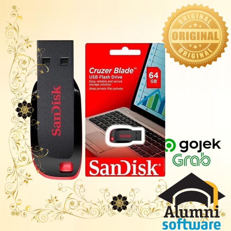 (ORI 100%) Flashdisk SANDISK 64GB Cruzer Blade CZ50 - GARANSI RESMI