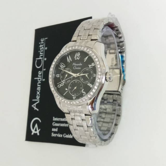 Jam Alexandre Christie AC 2497 BF silver black. Jam tangan wanita