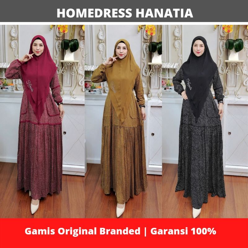GAMIS HANATIA HOMDRESS POLKA ORI BY HANATIA