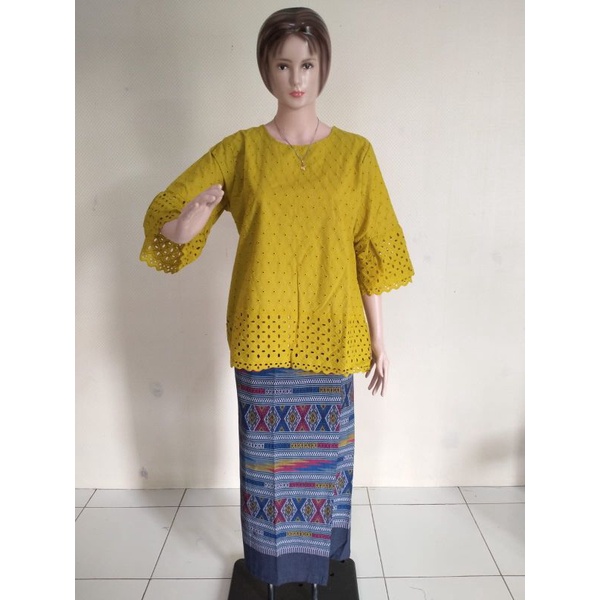 Blouse Katun Bolong Premium dan rok ethnik lilit Bangkok