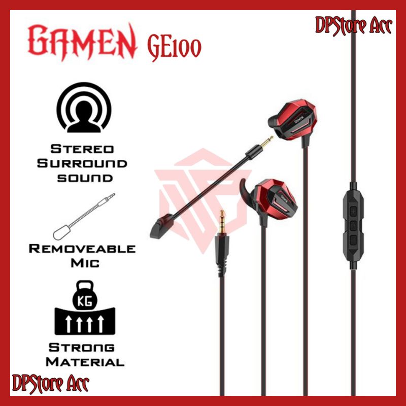 Gaming Headset Gamen GE100 Dual Microphone Virtual Sound In-ear