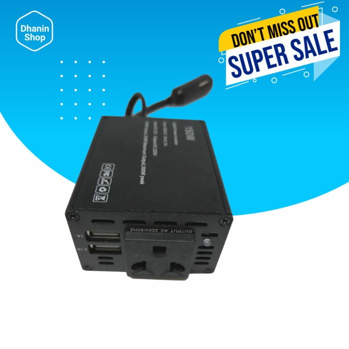 INVERTER INFERTER INVENTER DC KE AC POWER INVERTER MINI DC 12V TO AC 220V MOBIL 150 WATT