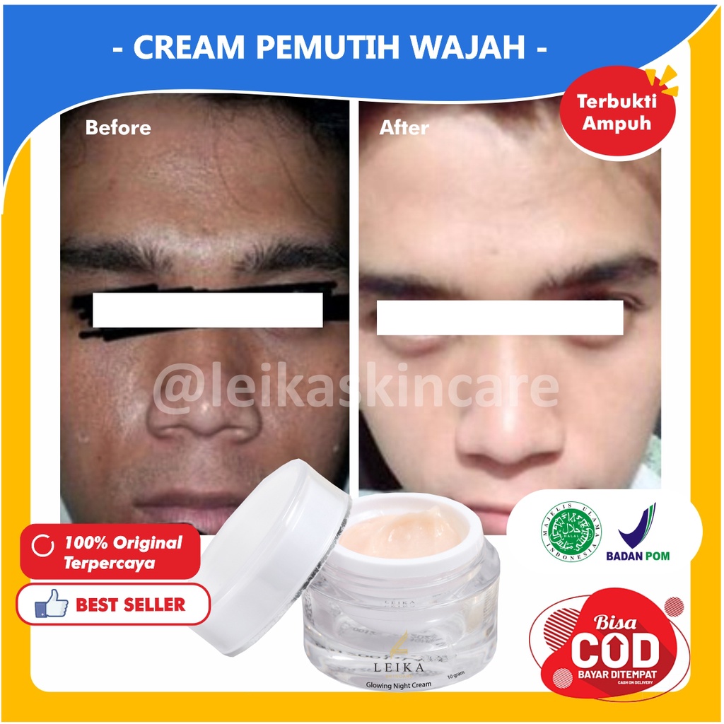 WHITENING Krim Pemutih Wajah Pria Ampuh Cepat Cream Pemutih Wajah Pria Permanen Bpom Krim Malam Pemu