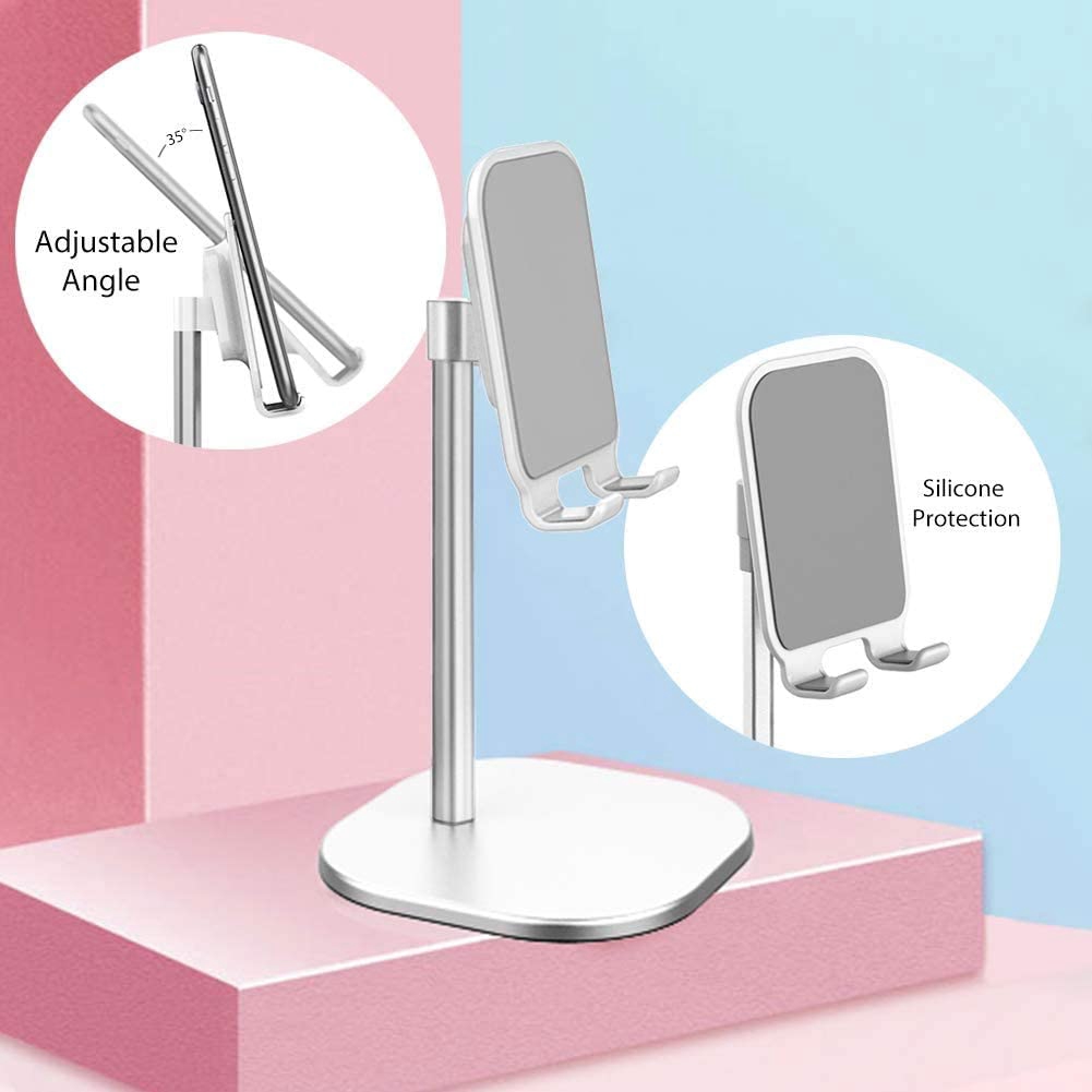 Cell Phone Universal Telescopic Desktop Stand / Luxury Aluminum Alloy Angle &amp; Height Adjustable Phone Holder Stand For Desk / Compatible with All Mobile Phones And tablet