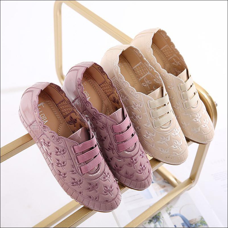 Wedges Sepatu Ellora A Sepatu Wanita Wedges Import Bahan Kulit Glossy Full Bordir