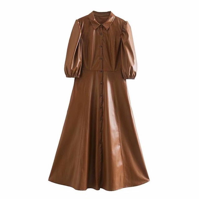 Brown leather dress