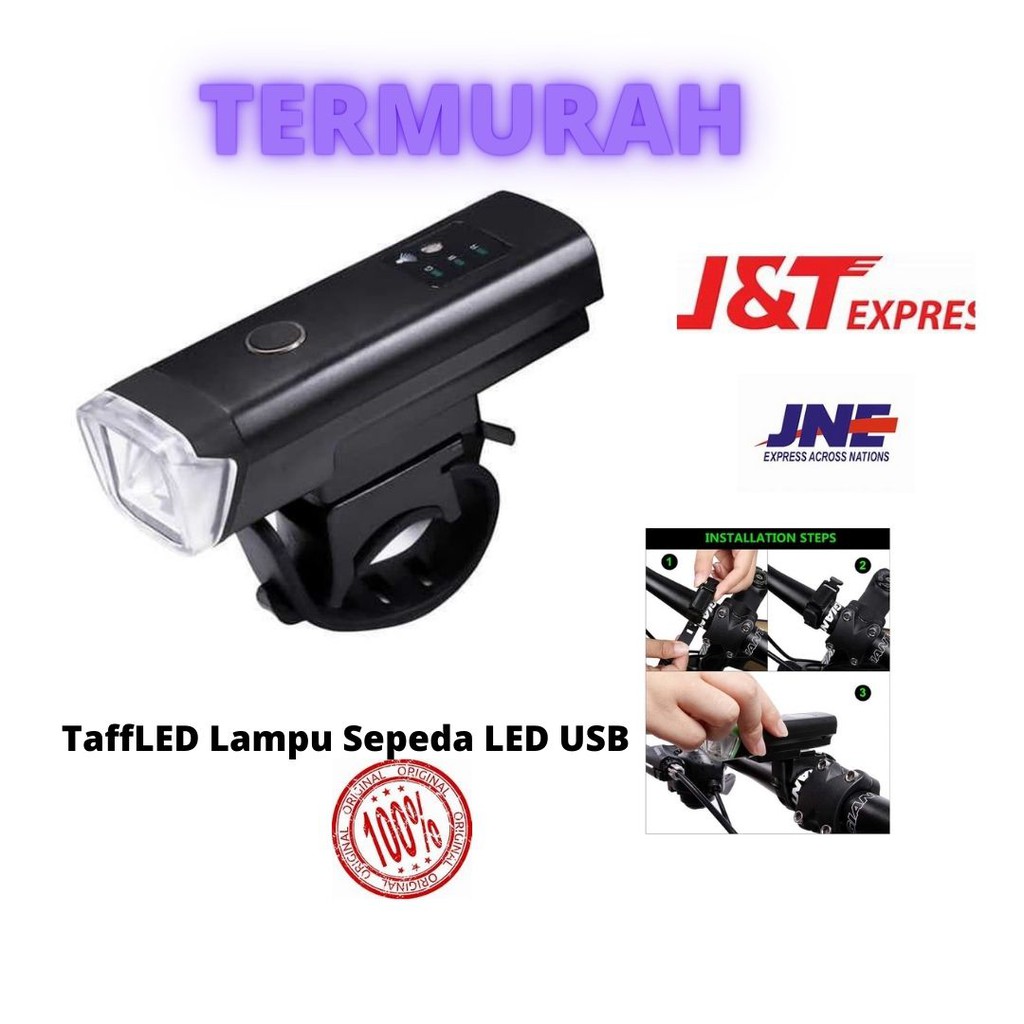 -TERMURAH-TaffLED Lampu Sepeda LED USB Rechargeable XPG 350 Lumens - HJ-047