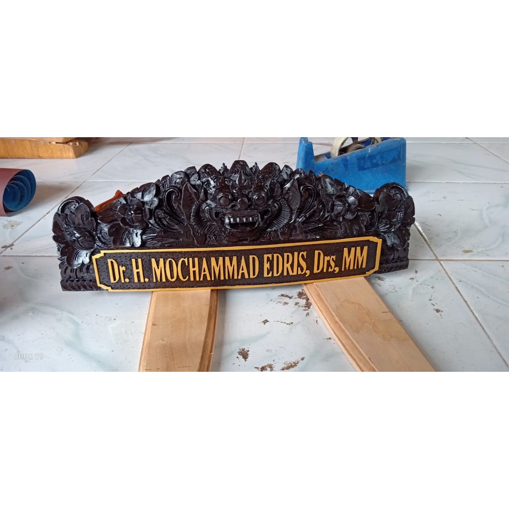 Papan nama Ukiran barong Bali nameplate ukiran handmade hiasan dekorasi