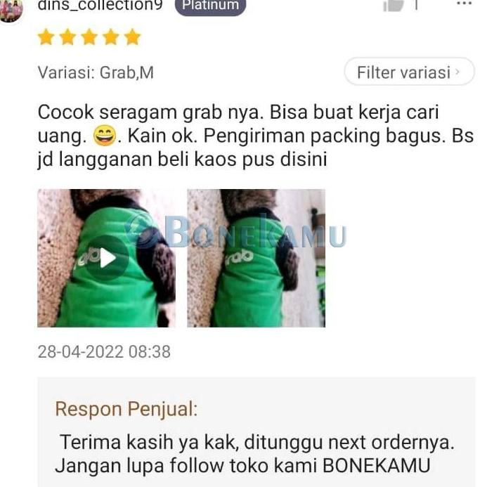 TERBARU [REKOMENDASI] BAJU KUCING BAJU ANJING KELINCI MOTIF GOJEK GRAB ⁂ 888